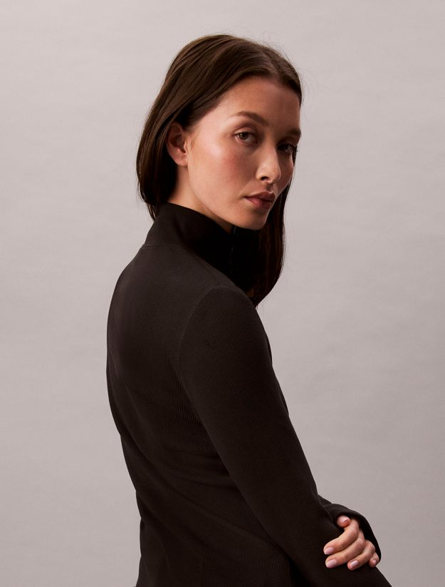Ribbed Cotton Turtleneck Top