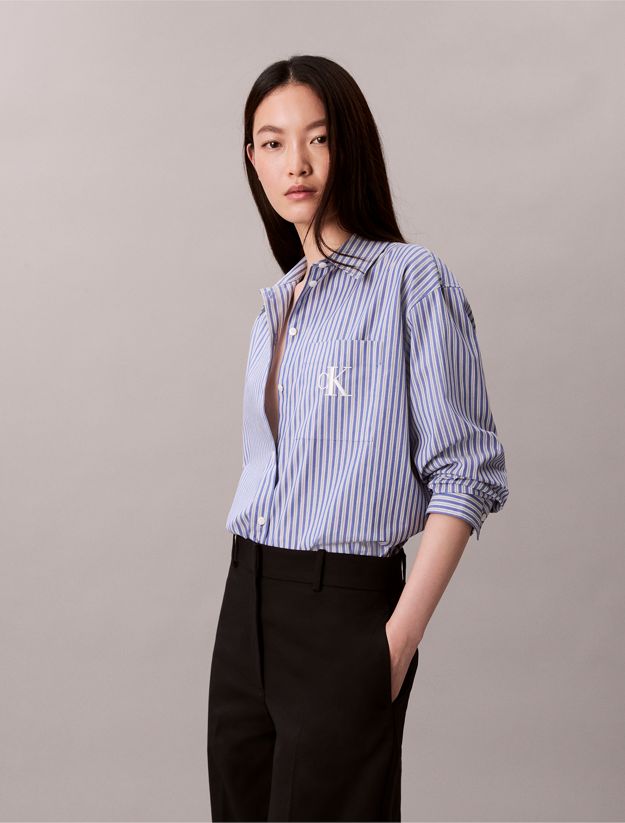 Cotton Poplin Striped Shirt