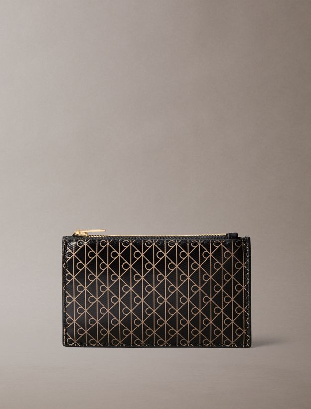 Monogram Logo Top Zip Card Holder
