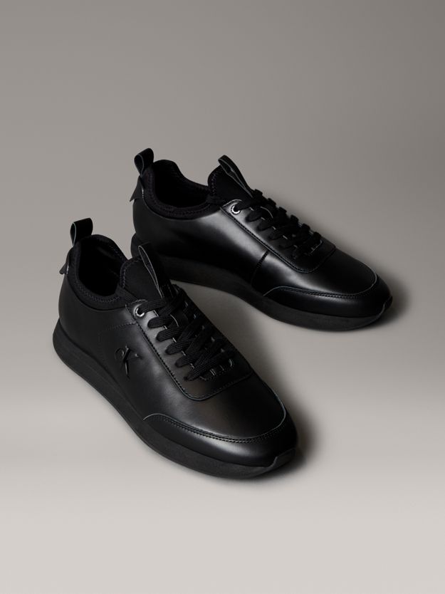 Leather Signature Logo Runner Trainers