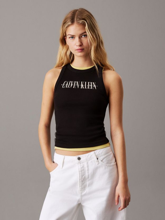 Ribbed Cotton Logo Tank Top