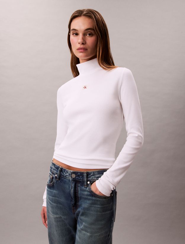 Ribbed Cotton Turtleneck Top