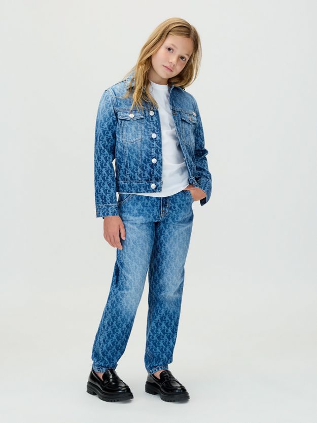 Barrel Leg Logo Jeans