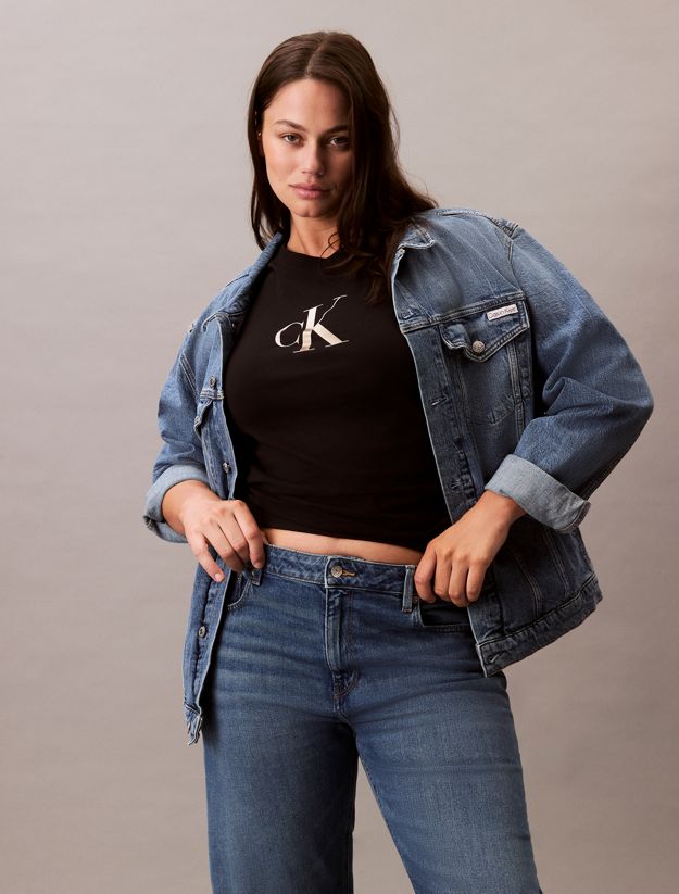 Plus Size Slim Monogram T-shirt