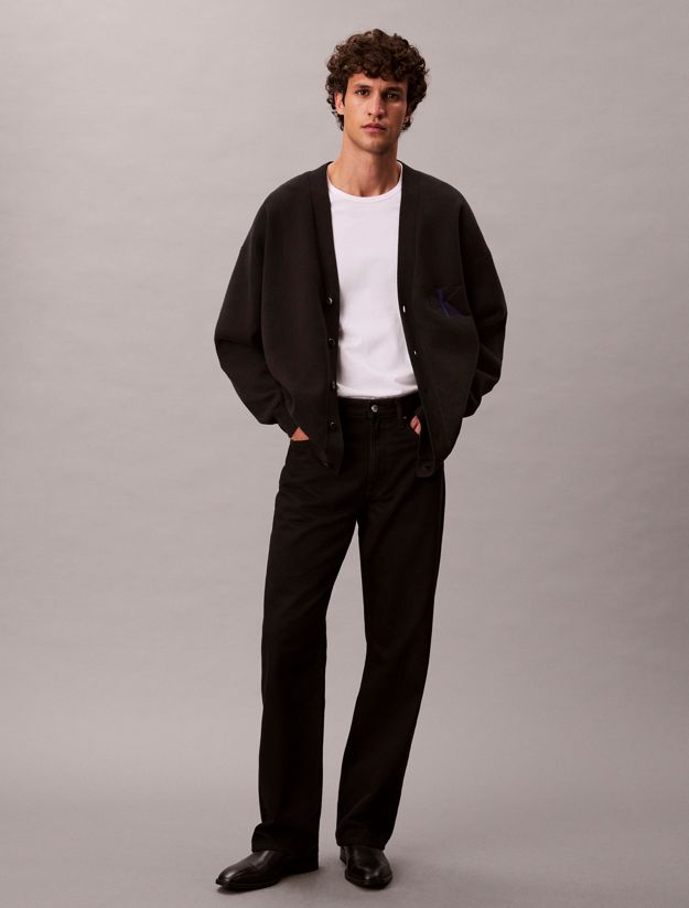 Cotton Blend Monogram Logo Relaxed Cardigan