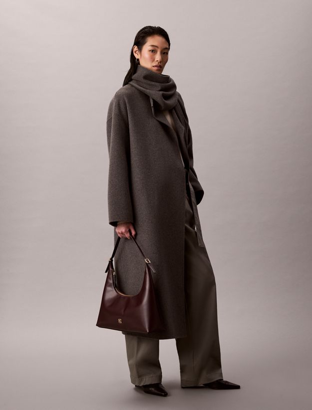 Monogram Logo Emblem Leather Shoulder Bag