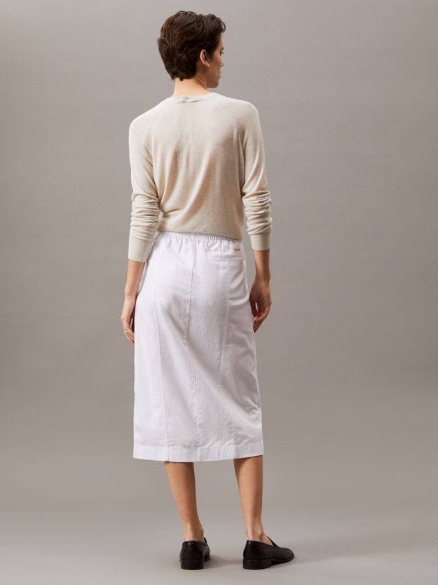 Cotton Linen Twill Midi Skirt