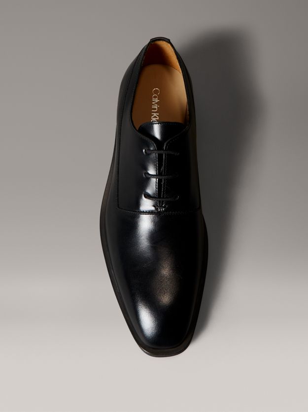 Leather Almond Toe Derby Lace-Up Shoes