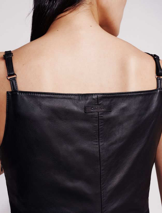 Leather Sleeveless Midi Dress