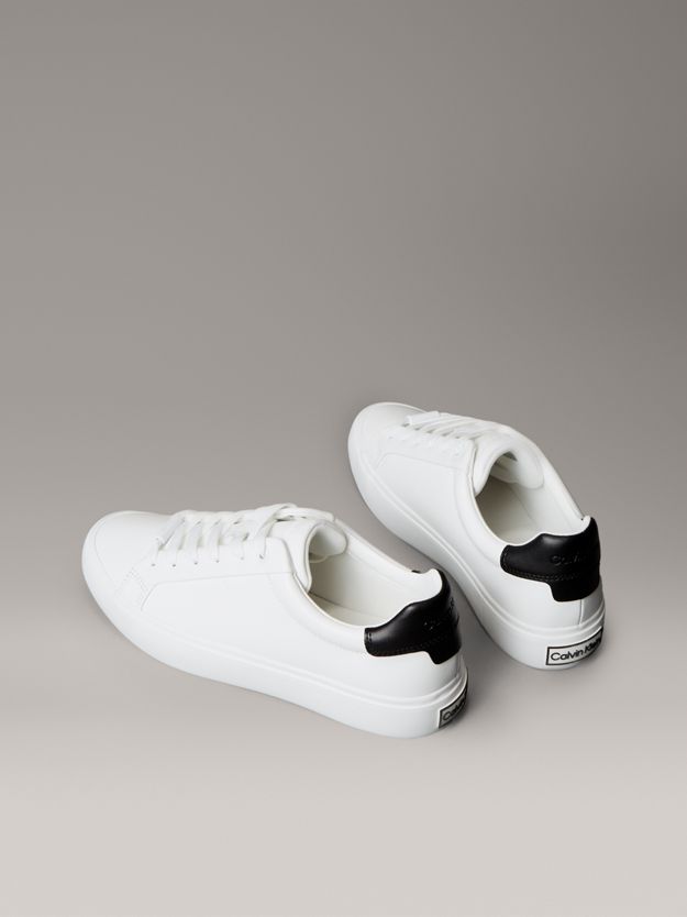 Smooth Leather Embossed Logo Trainers