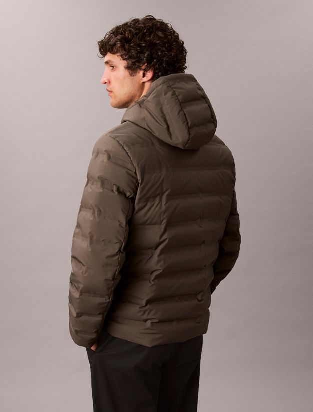 Packable Embossed Logo Quilted Puffer Jacket