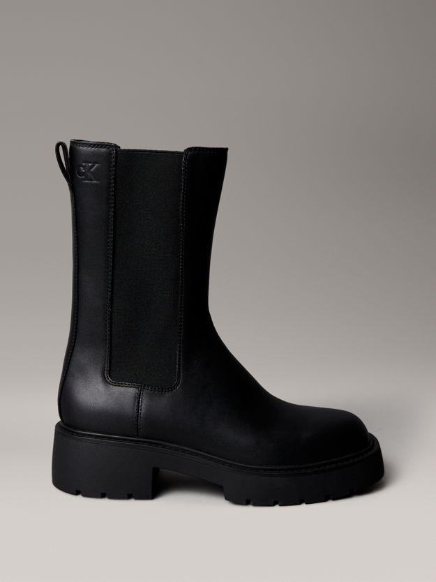 Leather Tall Chunky Chelsea Boots