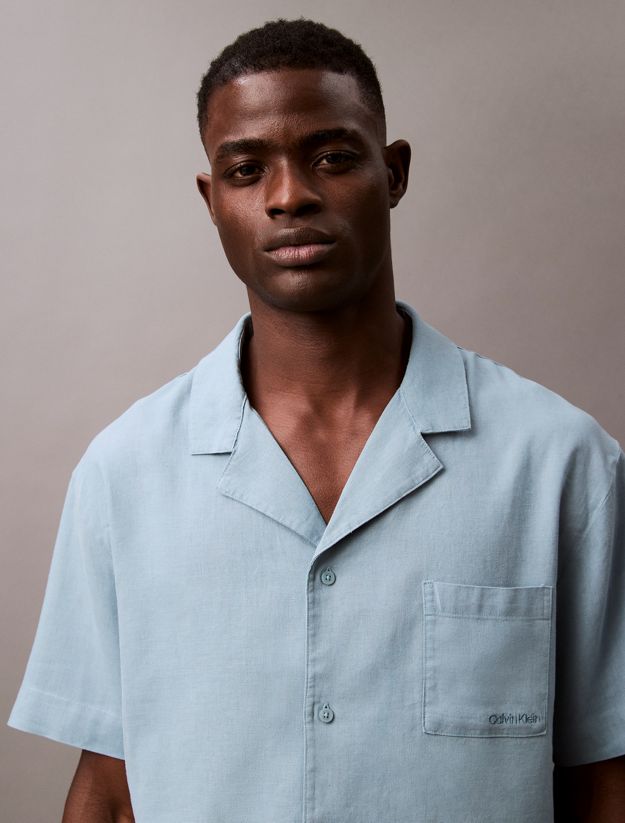 Linen Blend Pyjama Top