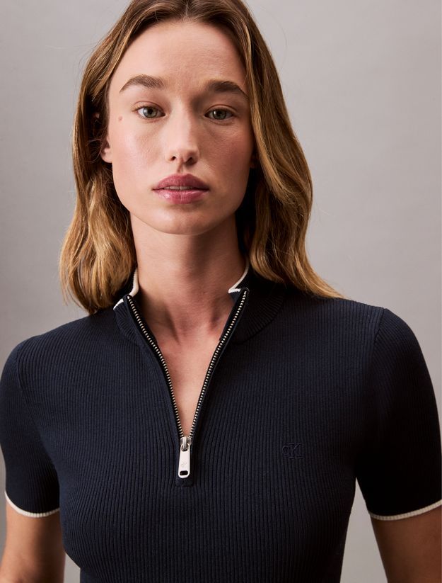 Quarter Zip Slim Mini Dress