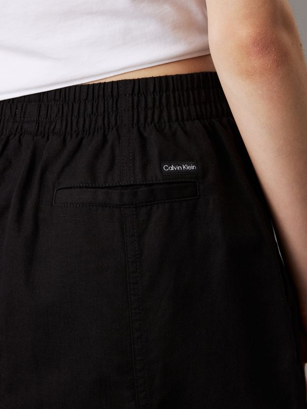 Cotton Linen Twill Midi Skirt