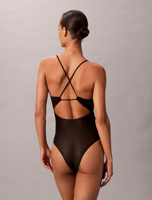 Monogram Logo Mesh Bodysuit