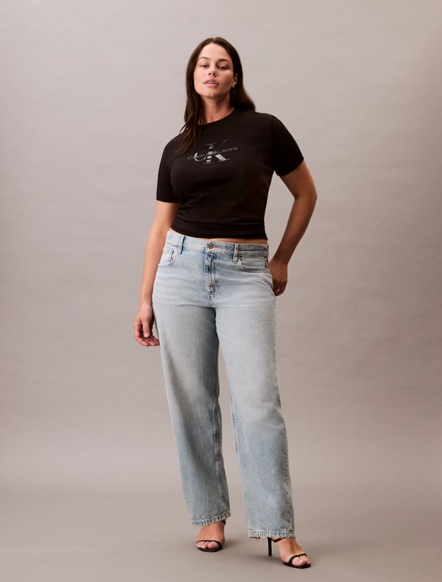 Plus Size Glossy Monogram T-shirt