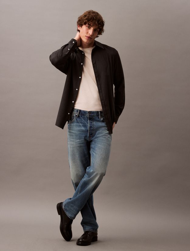 Relaxed Wool Blend Button-Down Shirt