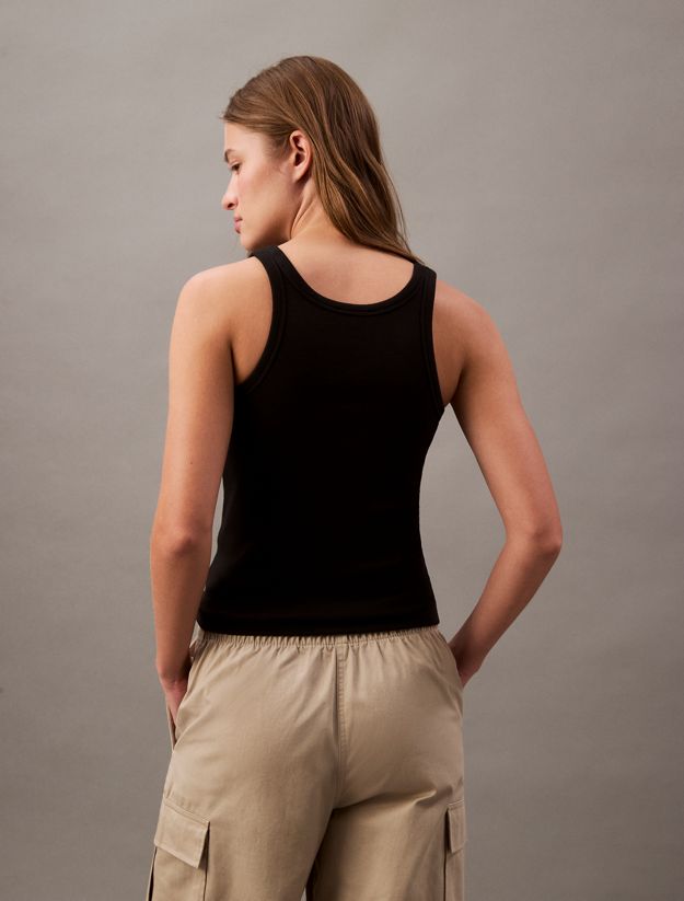Ribbed Cotton Logo Tank Top