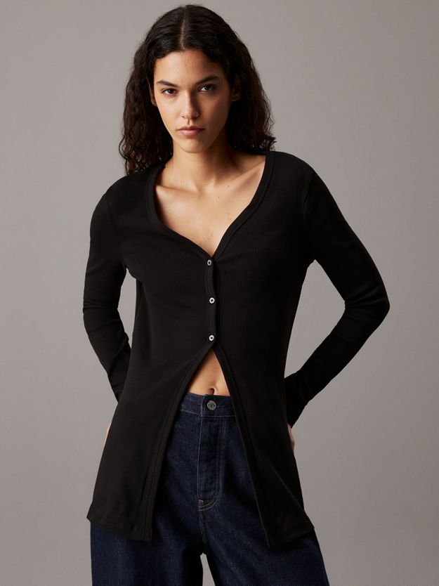 Slim Ribbed Cotton Cardigan