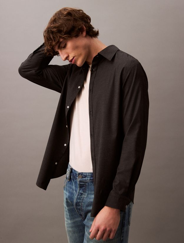 Relaxed Wool Blend Button-Down Shirt