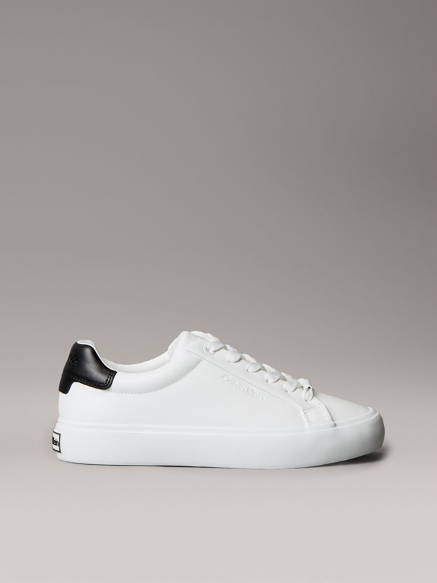 Smooth Leather Embossed Logo Trainers