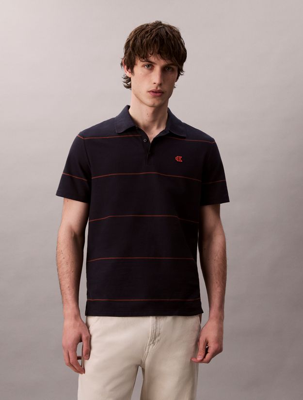 Textured Stripe Easy Polo Shirt