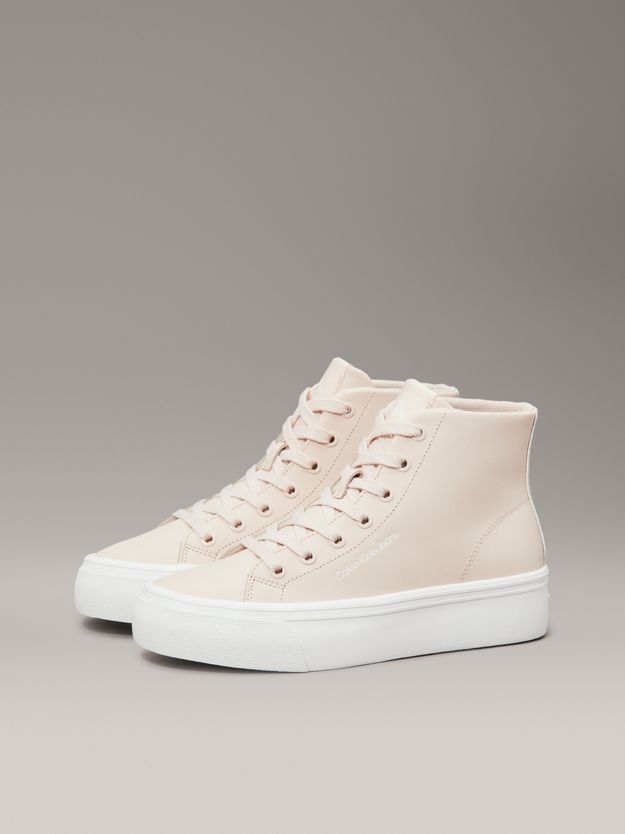 Leather Platform High-Top Trainers