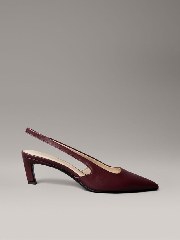Leather Kitten Slingback Pumps