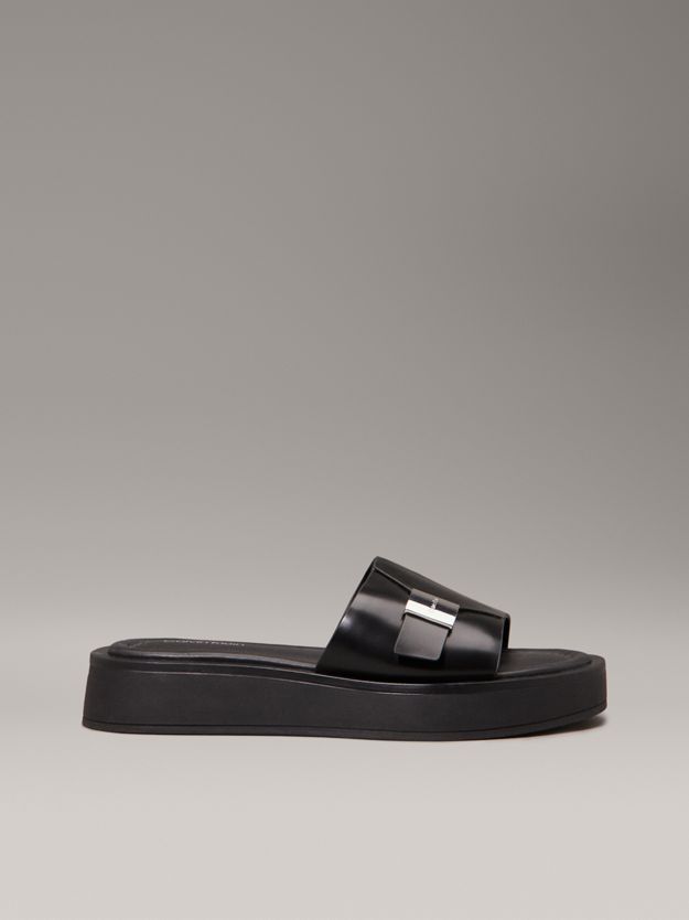 Leather Platform Sliders