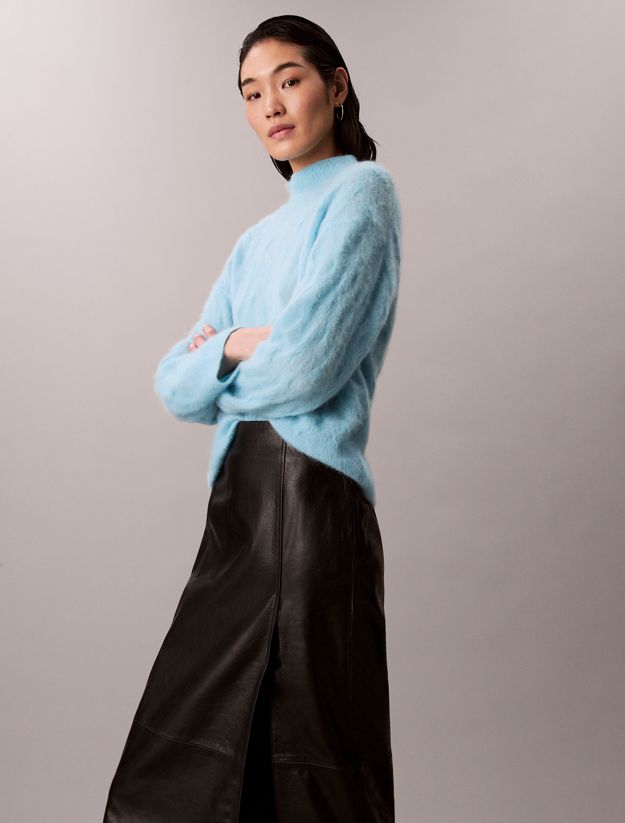 Brushed Alpaca Blend Printed Turtleneck Jumper