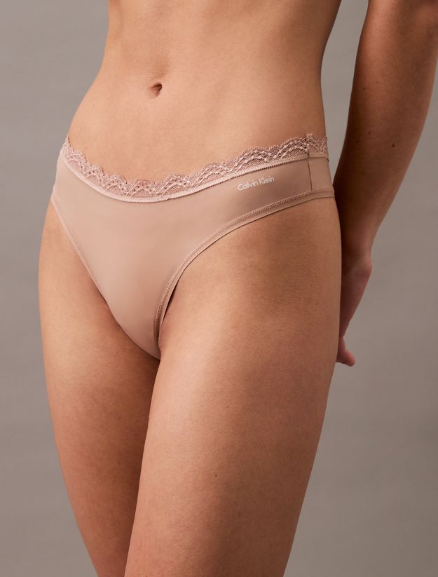 Thong - Microfibre Stretch with Lace