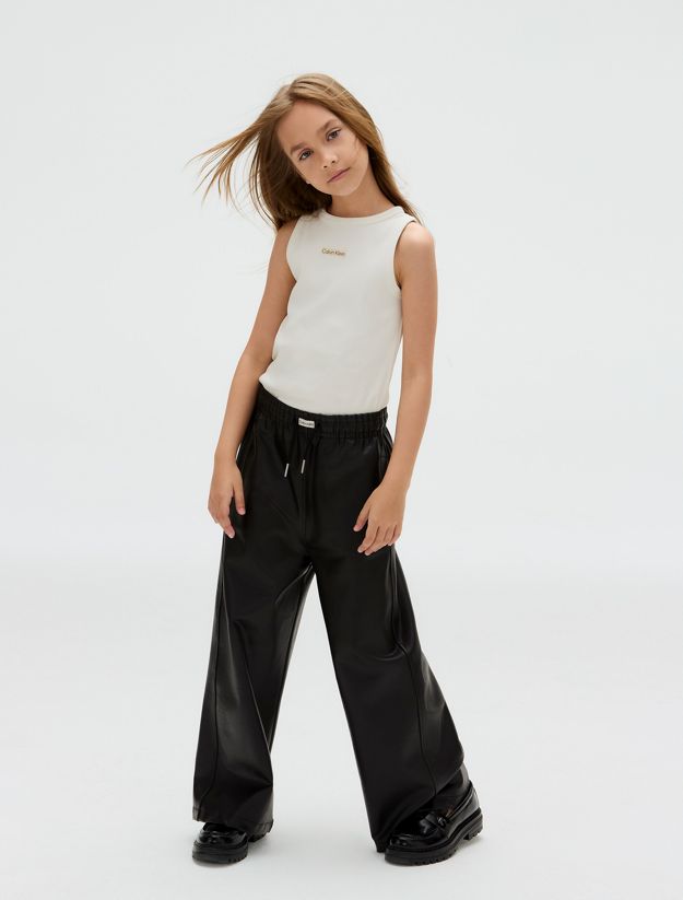 Wide Faux Leather Trousers