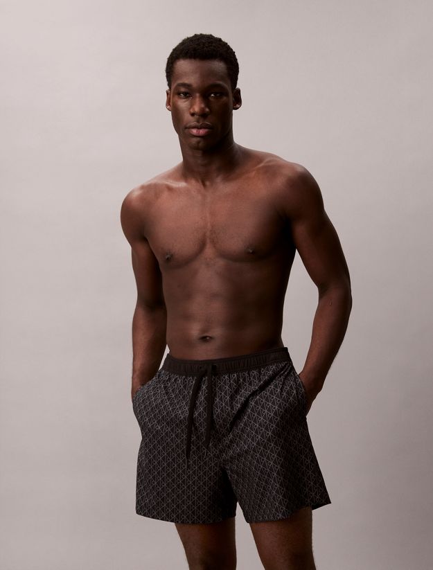 All-Over Logo Drawstring Swim Shorts - CK Icon