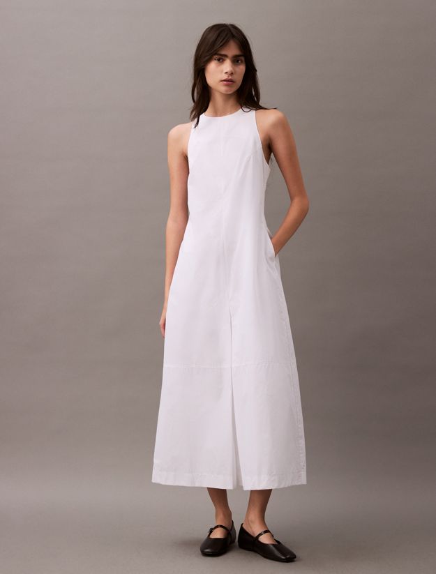 Cotton Poplin Sleeveless Midi Dress