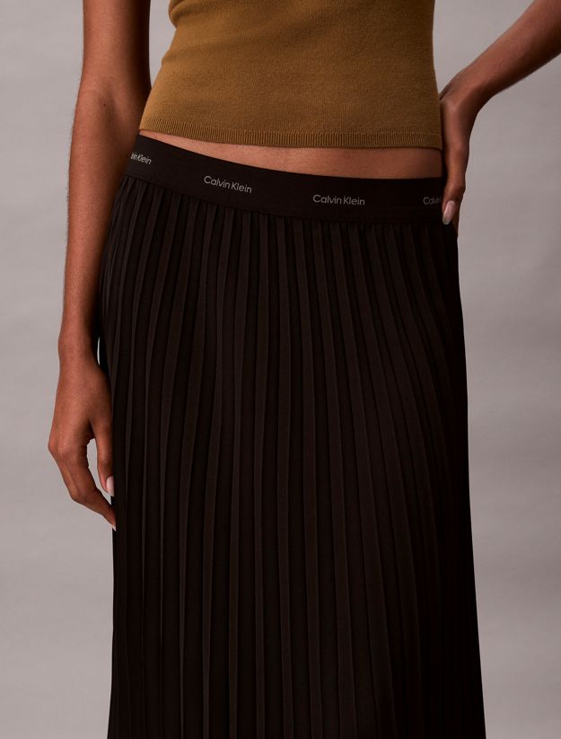 Pleated Crepe Midi Skirt