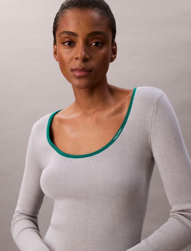 Cotton Blend Classic Scoopneck Sweater