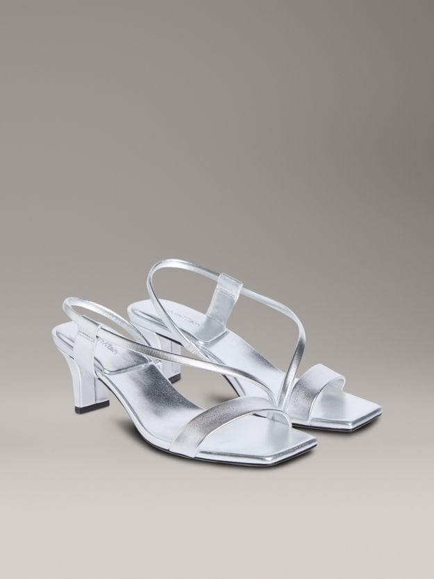 Metallic Leather Heeled Sandals