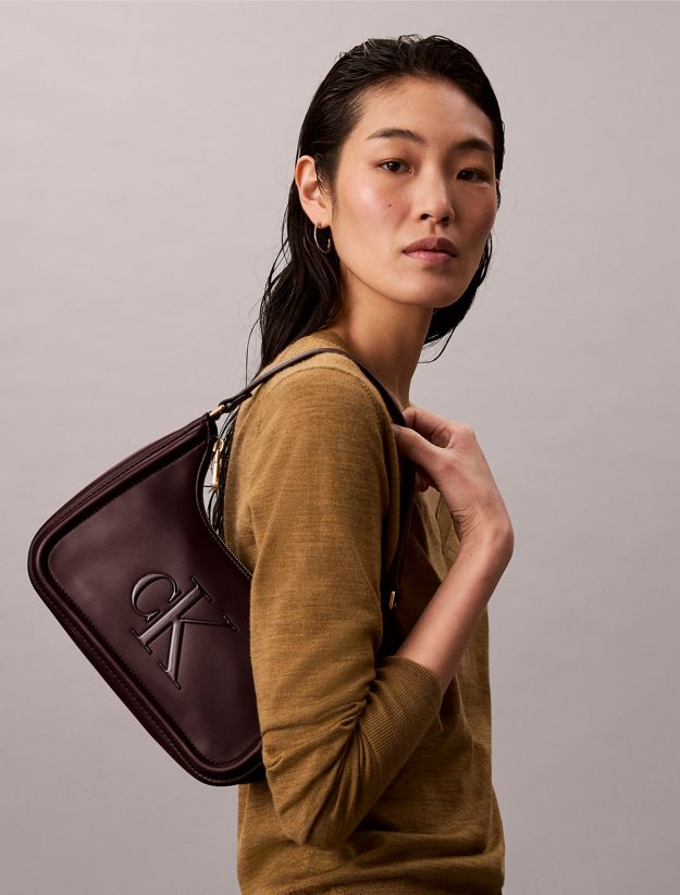 Embossed Monogram Logo Shoulder Bag