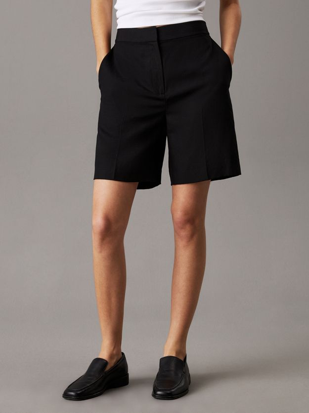 Wide Lyocell Linen Shorts