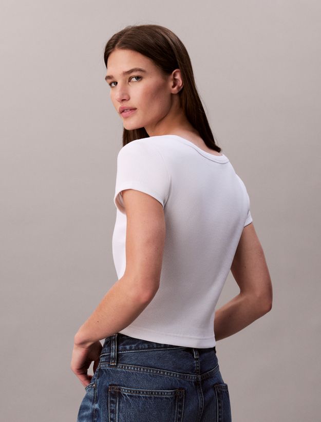 Slim Ribbed Cotton Badge T-shirt