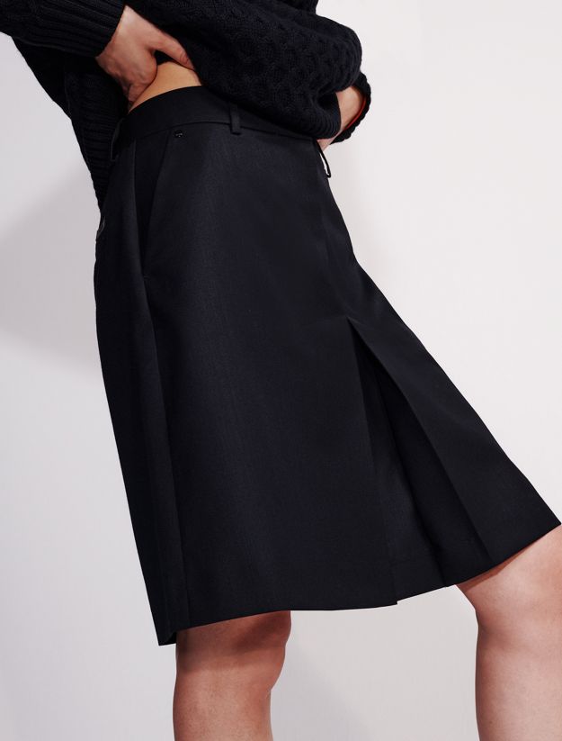 Wool Blend Tailored Skirt