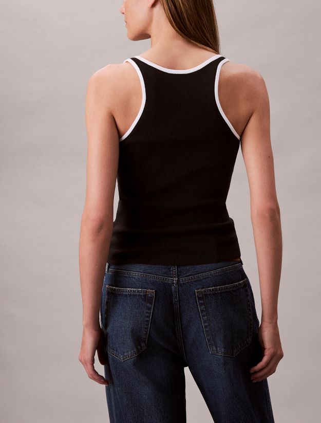 Contrast Trim Ribbed Tank Top