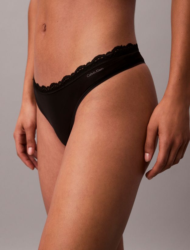 Thong - Microfibre Stretch with Lace
