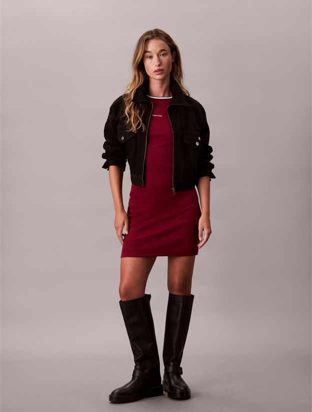 Sporty Slim Ribbed T-shirt Dress