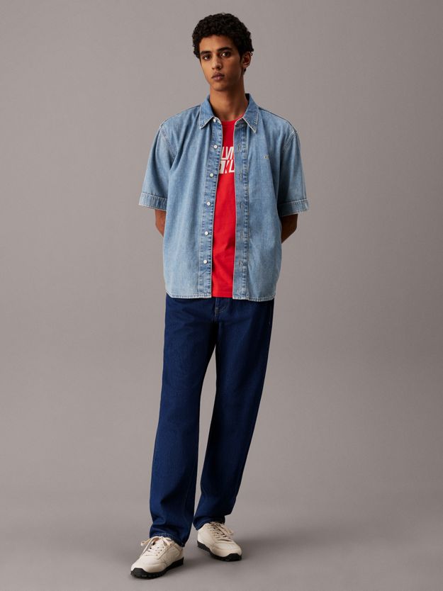 Relaxed Denim Short Sleeve Shirt