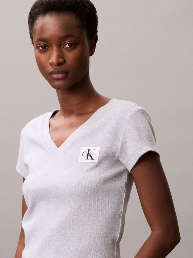 Ribbed Cotton V-Neck T-shirt