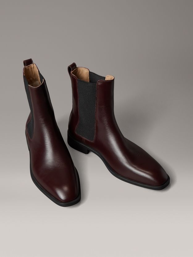 Leather Almond Toe Chelsea Boots