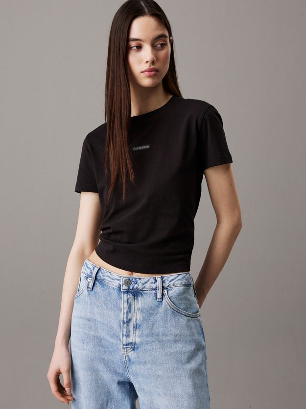 Slim Cropped Badge T-shirt