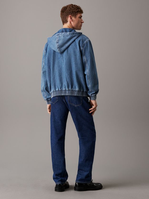 Hooded Denim Zip Up Jacket